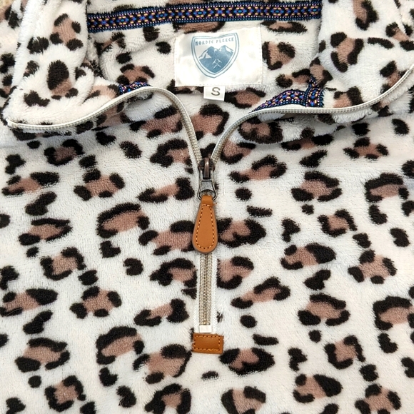 Nordic Fleece Oslo Leopard Print Fleece Pullover Size Small - Picture 3 of 7